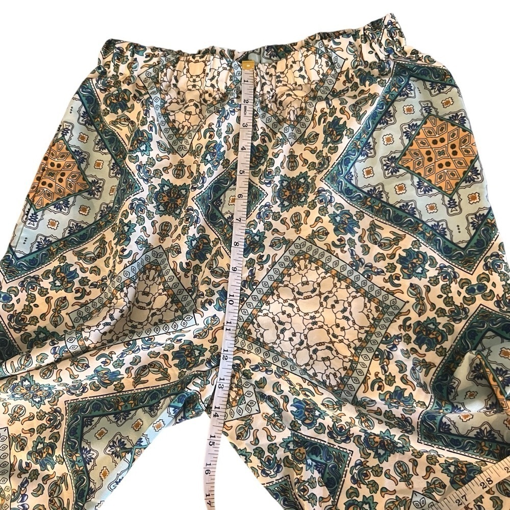 SHEIN Print Pants in Teal Gold Blue SZ M - Picture 3 of 4